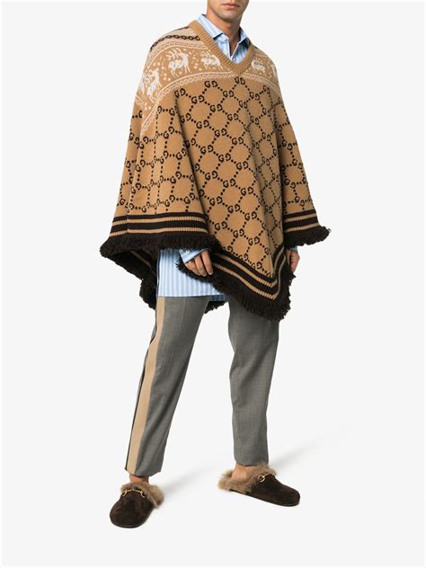 brown gucci poncho|how to wear gucci shawl.